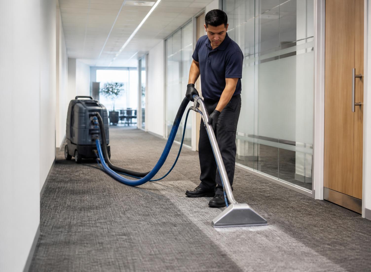 Commercial carpet extraction in a corporate facility