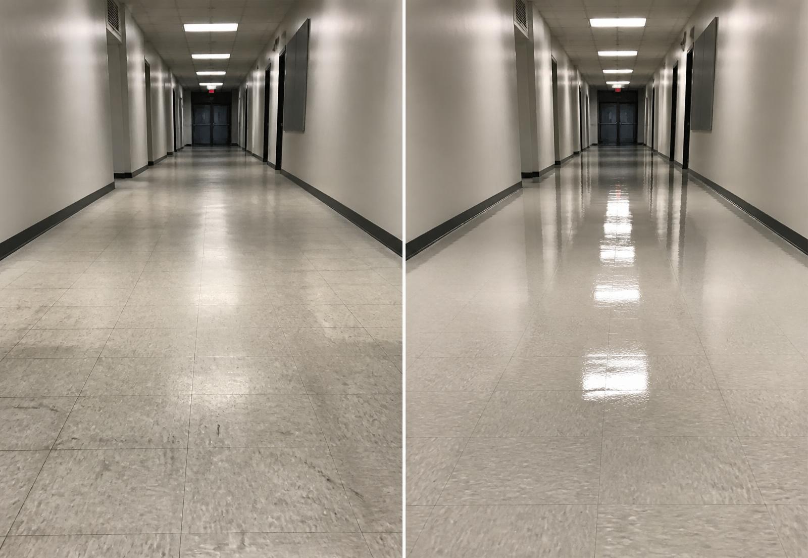 Before and after commercial strip and wax